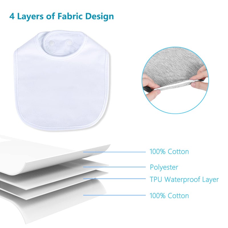 Hakochia Waterproof Baby Bibs Cotton Soft and Absorbent 4-Layer Unisex Baby Bandana Bibs With Adjustable Snaps for Boys Girls Feeding, Teething, Drooling,3-36 Months 10 Pack - Image 5